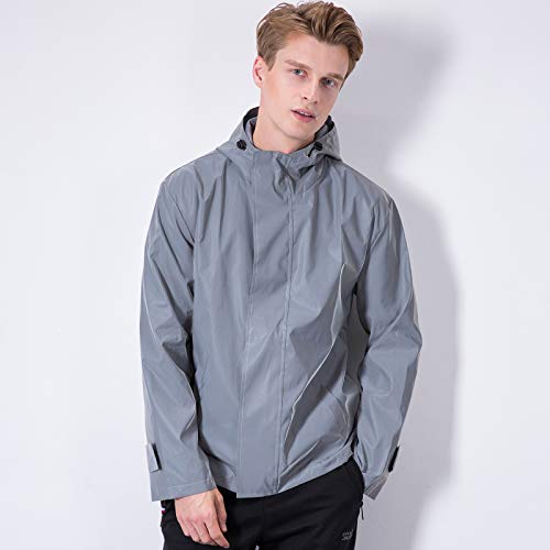 LZLRUN Mens Fully Reflective Jacket Outdoor Windbreaker Running Coat - size: Large