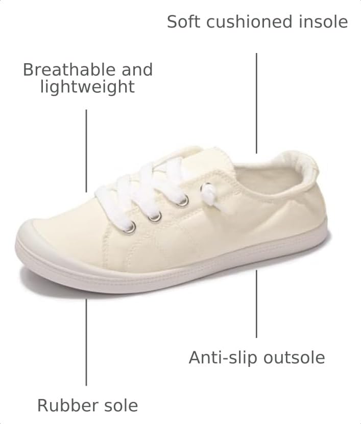 Women's Slip-On Canvas Sneakers, Low Top Walking Shoes - color: Beige, size: 11