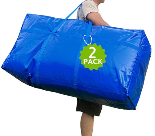 66 Gallon Extra Large Storage Bags, Huge Moving Bags Heavy Duty with Zipper - color: Blue, size: 250L, 2 Pack