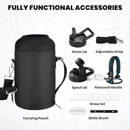 RAYMYLO Insulated Water Bottle 64 oz, Triple Wall Vacuum Stainless Steel - color: Indigo/Black, size: 64 Ounces