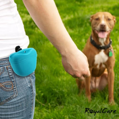 RoyalCare Silicone Dog Treat Pouch-Small Training Bag-Portable Dog Treat Bag for Leash with Magnetic Closure and Waist Clip[US Design Patent] - color: dark red