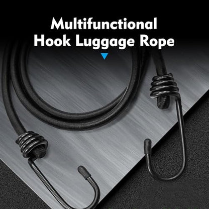 4 PCS 48 Inch Car Bungee Cords with Hooks, Heavy Duty Elastic Stretch Bungee Straps, Auto Cargo Tie-Downs, Universal for Cars, SUVs, Trucks, RVs, Off-Road (Black)