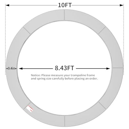 ACWARM HOME 16FT/15FT/14FT/12FT/10FT Trampoline Safety Pad Replacement, Round Trampoline Spring Protection Cover, Fits 16FT/15FT/14FT/12FT/10FT Frames, Water-Resistant Trampoline Accessories - color: Gray, size: 10FT