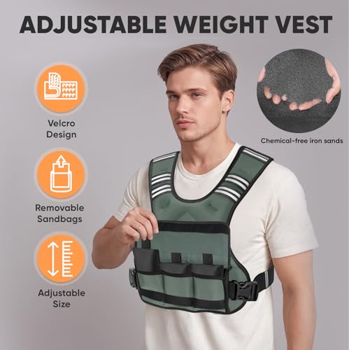 APEXUP Adjustable Weighted Vest, 4-10lb/12-18lb/20-32lb Vest with 6 Ironsand Weights and Large Pocket, Weight Vest for Men Women Strength Training, Running, Walking - color: Grey, size: 12-18lbs