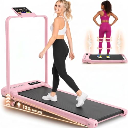 ANCHEER Walking Pad with Incline-Small Treadmill for Home - color: Flamingo Pink