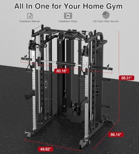 DONOW Smith Machine with Weight Stacks Home Gym System Cable Crossover - color: Premium Steel Weight