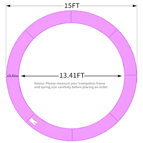 ACWARM HOME 16FT/15FT/14FT/12FT/10FT Trampoline Safety Pad Replacement, Round Trampoline Spring Protection Cover, Fits 16FT/15FT/14FT/12FT/10FT Frames, Water-Resistant Trampoline Accessories - color: Purple, size: 15FT