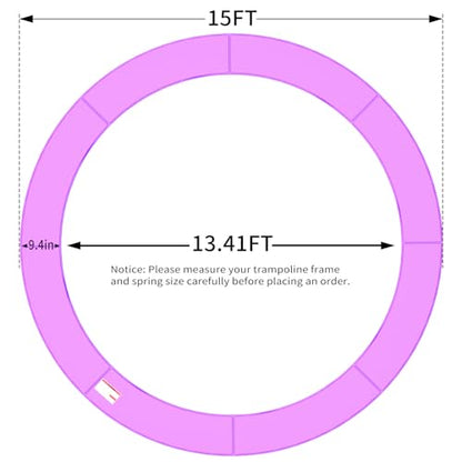 ACWARM HOME 16FT/15FT/14FT/12FT/10FT Trampoline Safety Pad Replacement, Round Trampoline Spring Protection Cover, Fits 16FT/15FT/14FT/12FT/10FT Frames, Water-Resistant Trampoline Accessories - color: Purple, size: 15FT
