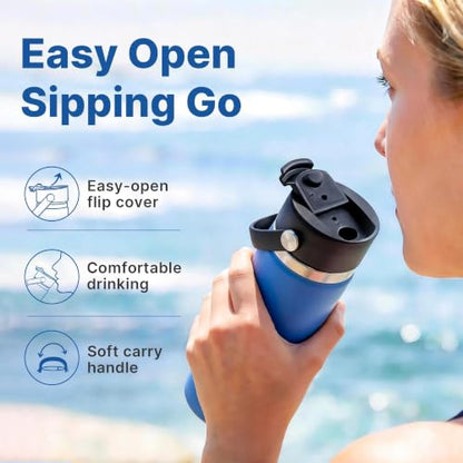 Flip Lid with Handle for Hydro Flask 12 16 20 32 40 64 oz Wide Mouth Bottle - color: Black 1 Pack