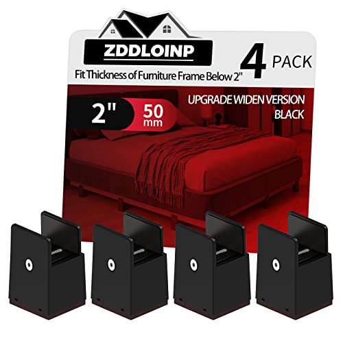 Bed Risers 2 Inch with Adjustable Screw Clamp,4 Pack Black - color: Black, size: 2'', Fits Furniture Frame Below 2"