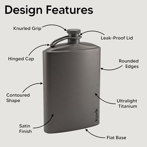 Kuvіk Titanium Flask - 8.8 oz (260ml) - Ultralight Flask for Backpacking