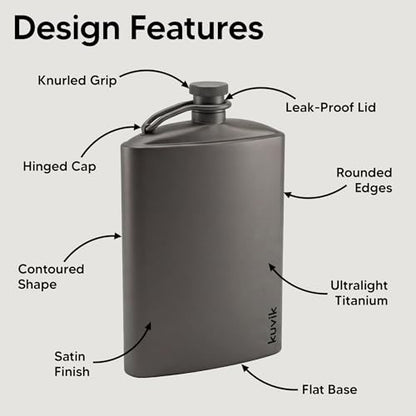 Kuvіk Titanium Flask - 8.8 oz (260ml) - Ultralight Flask for Backpacking