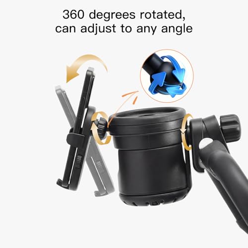 Gromast Universal Stroller Cup Holder with Phone Holder, 3-in-1 Detachable Drink Holder 360° Rotatable, Adjustable Cup Holder for Baby Stroller, Tricycle - Black - color: Black-4-in-1