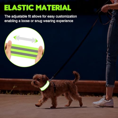 4 Pack High Visibility Reflective Bands for Arm, Wrist, Ankle & Leg – Adjustable Elastic Safety Straps for Night Running, Walking, Cycling – Reflective Gear for Men & Women