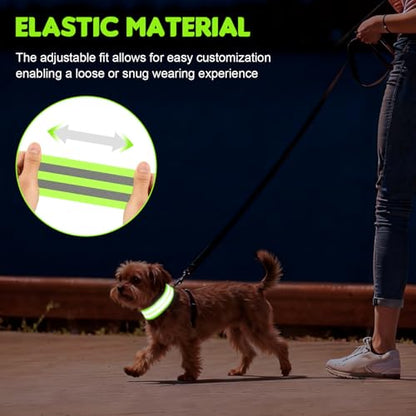 4 Pack High Visibility Reflective Bands for Arm, Wrist, Ankle & Leg – Adjustable Elastic Safety Straps for Night Running, Walking, Cycling – Reflective Gear for Men & Women