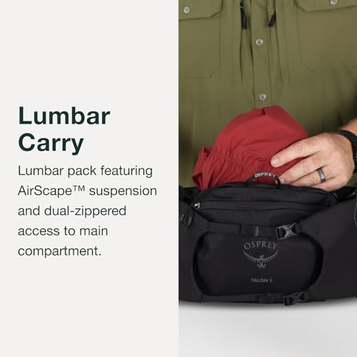 Osprey Talon 6L Men's Lumbar Hiking Waist Pack - Fanny Pack with Water Bottle Holders - color: Scoria Blue/Night Shift, style: 6l