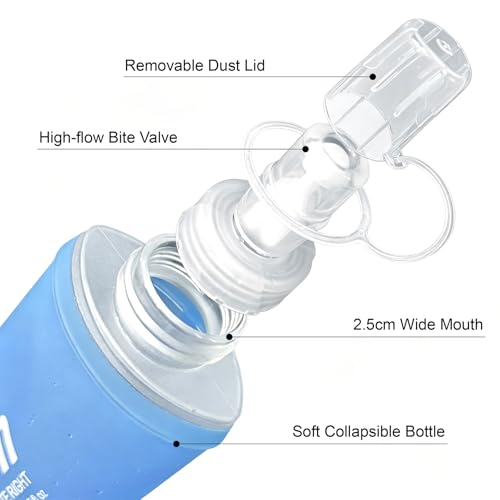 2 Pack Soft Flask 250ml TPU BPA-Free Soft Water Bottle Leak-Proof Collapsible for Hydration Pack Running Vest Marathon Hiking Cycling (Transparent) - color: 2pcs, 250ml Transparent