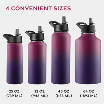 FineDine Insulated Water Bottle with Straw, 25 Oz, Dreamy Purple - color: Dreamy Purple, size: 25 Ounces