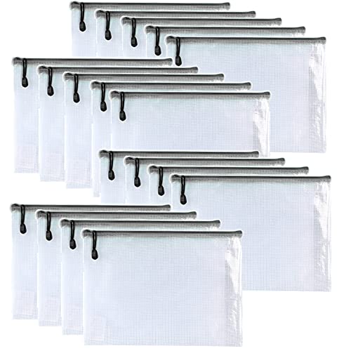 Oaimyy-18 Pcs-5"x 7"-Mesh Zipper Pouches File Bags Puzzle Storage Bags Folders Large Bag Zip Pouch for Office Supplies,Organizing Classroom Storage,Board Game Organization-Black - color: Black, size: 5"x 7"