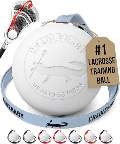 Cradlebaby Lacrosse Training Ball: Practice Indoor/Outdoor & Get More Repetitions - The #1 piece of Equipment to Practice Cradling, dodges, Stick Tricks, & fakes. Best Lacrosse Gift! - color: Light Blue with Black Logo (White Ball)