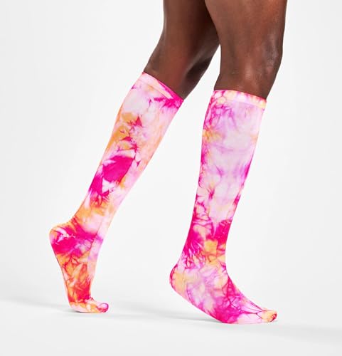 Nurse Mates Women's Wide Calf Socks | 12-14 mmHg Compression | Up to 22" Calf | One Size | 1 Pair - color: Fuchsia Flame, size: One Size