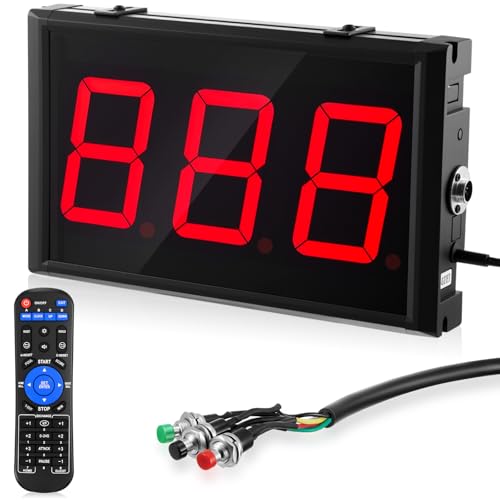 Relaxweex Two-Digit LED Digital Counter Lap Timer Wall Mounted Digital Lap Counter for Swimming Countdown/up 4 Inch High Swim Supplies with Buttons Remote and Alarm Beep - style: Three-digit