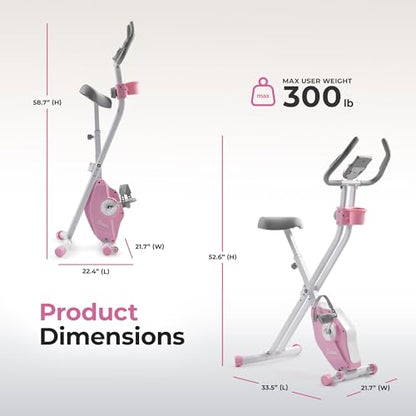 Sunny Health & Fitness Smart Foldable Magnetic X-Bike, Low-Impact Workouts - color: Pink