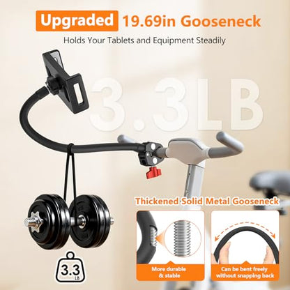 Gooseneck Tablet Holder, 19.69in Metal Crab Clamp iPad Mount for Stroller/Treadmill/Golf Cart/Boat/Mic Stand/Gym Bicycle Handlebar Clamp/Desk, Compatible with 4-13" iPad Pro/Air/Mini, iPhone, E-book