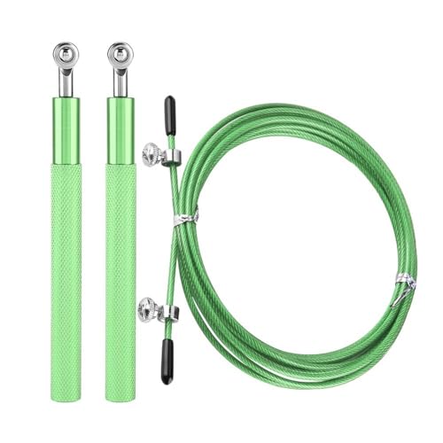 Aluminum Alloy Jump Rope with Ball Bearings – Skipping Rope for Speed Training, Non-Slip Grip and Adjustable PVC Cable - color: Green