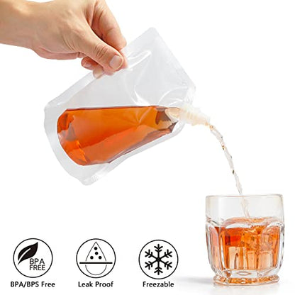 Concealable And Reusable Cruise Sneak Liquor Flask Drink Pouches Travel Drinking Alcohol Plastic Flasks bags with Funnel (8OZ-3PCS+16OZ-3PCS) - size: 8OZ3+16OZ3