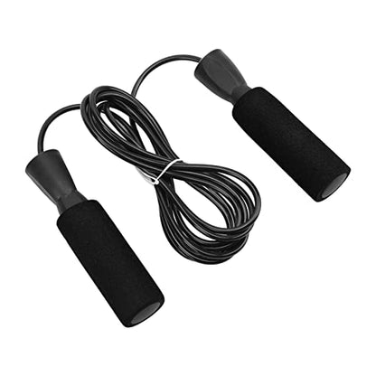 Generic Steel Wire Jumping Rope, Adjustable Skipping Rope with Double Bearings and Memory Foam Handle, for Men Women and Children - color: Black