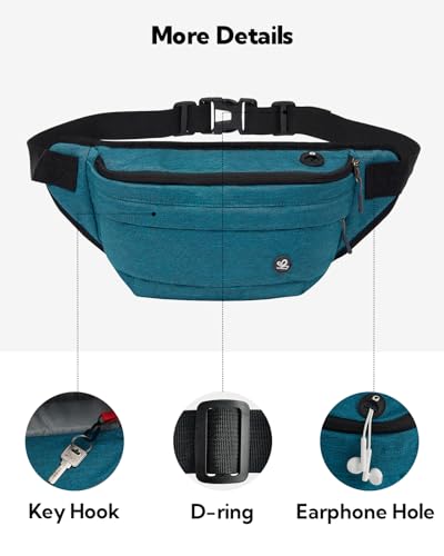 WATERFLY Running Belt Fanny Pack: Runner Marathon Jogging Waist Pack Sport Workout Exercise Fitness Phone Holder Belt for Men Women Jogger Slim Waistband Black - color: Teal blue