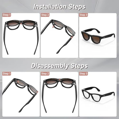 HIBLOKS Polarized Clip for RayBan Meta Skyler Gen 1/2 (RW4010/RW4014 52-20) - size: Black Frame - Silver+Grey