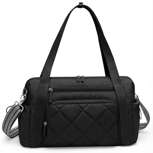 SYTRAH Gym Bag for Women, Duffle Sport Purse for Travel & Dance Black - color: Black(No shoe compartment)