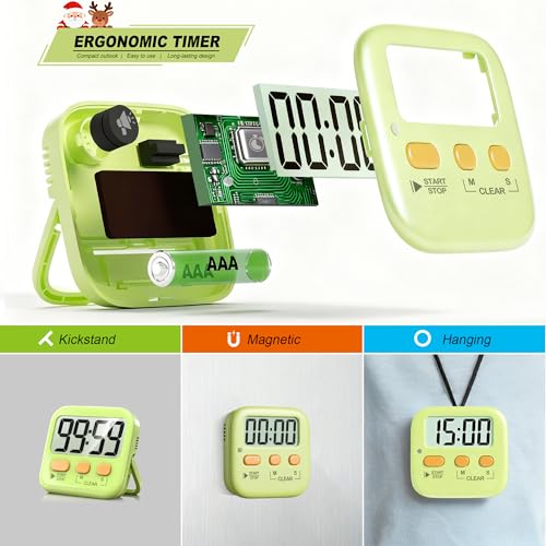 Antonki 2 Pack Digital Timer for Kids Classroom Kitchen Timers for Cooking - color: Light Green