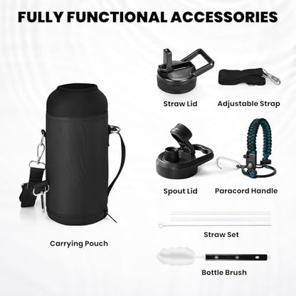 RAYMYLO Insulated Water Bottle 32 oz, Triple Wall Vacuum Stainless Steel - color: Indigo/Black, size: 32 Ounces