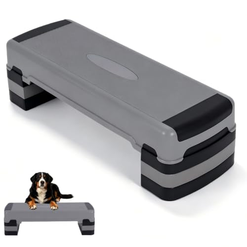GYMAX Exercise Step Platform, 35.5” x 12.5" Extra Large Aerobic Stepper - color: Grey