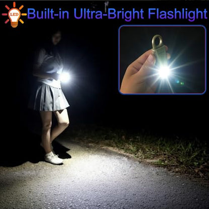 135dB Rechargeable Personal Safety Alarm Strobe Light Flashlight Keychain Siren for Women, Girls, College, School Students Emergency SOS Alerts Loud Sound Hiking Alarm Torchlight Bear Deterrent. Gold - color: Gold, style: Rechargeable & Built-in Flashligh