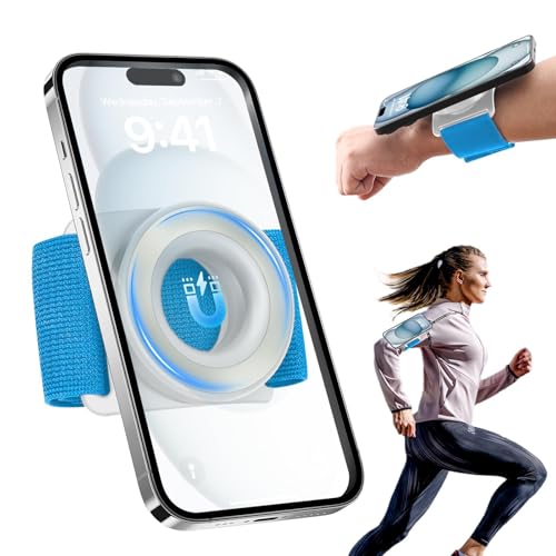 Running Phone Holder for iPhone [360° Rotatable & Upgrade Anti-Drop] Magnetic Wrist Phone Holder, Armband Cell Phone Holder Compatible with magsafe iPhone 17 Pro Max and Android - Blue - color: Blue