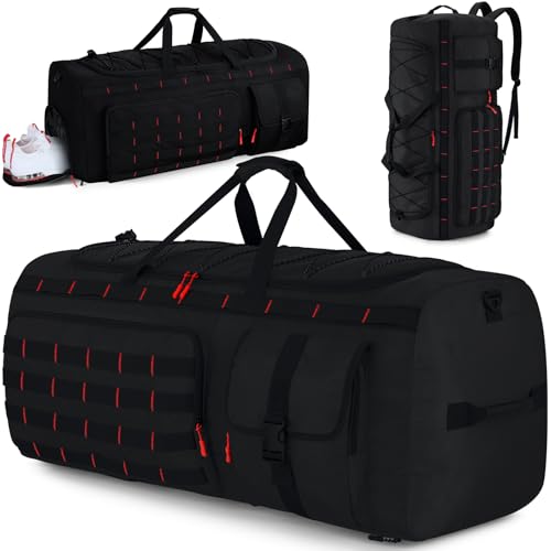 Gonex 130L Extra Large Duffel Bag, Convertible Travel Duffle - color: Black with Red Accents, size: 130L