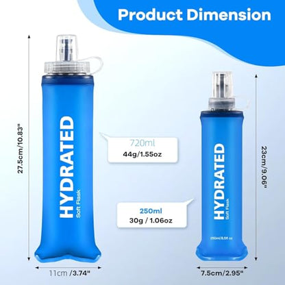 WEMEET 24oz Collapsible Soft Water Bottle, BPA-Free, Soft Flask with Bite Valve, for Climbing, Running, Hiking, Marathon (Bule & Grey, 2Pack) - style: 24 Ounces