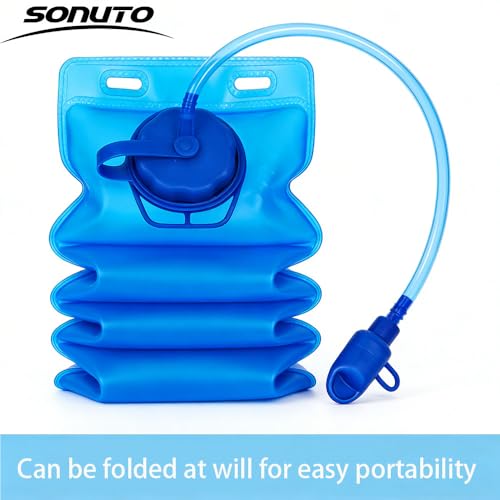 【Sonuto 2L Large Capacity Collapsible Sports Water Bottle】-Soft Flask Canteen with Wide Mouth-Portable Leak Proof and BPA -Free for Running, Hiking, Cycling, Gym Workouts
