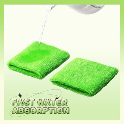 60 Pcs Wristband Bulk Sweatbands Neon 80s Sports Tennis Wristband Thick Cotton Gymnastics Adult Sweat Band Absorbent Sweatband for Men Women Party Supply Basketball Football 30 Pair - color: Neon Green