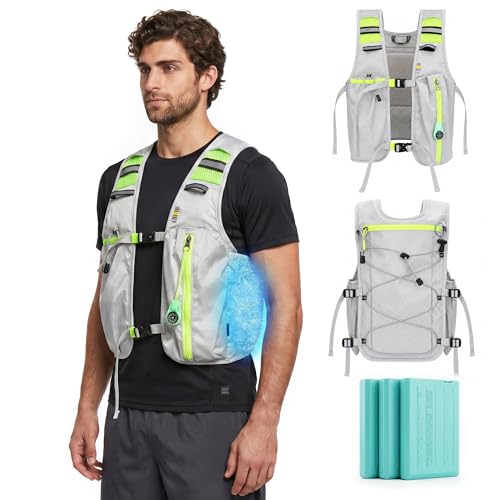 Cooling Running Vest with 3 Cooling Plates for Women Men, Silver Gray - color: Silver Gray, size: One Size