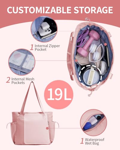 sportsnew Yoga Mat Bag Waterproof Tote Gym Bag Mat Carrier W/Wet Pocket - color: Lotus Root Pink