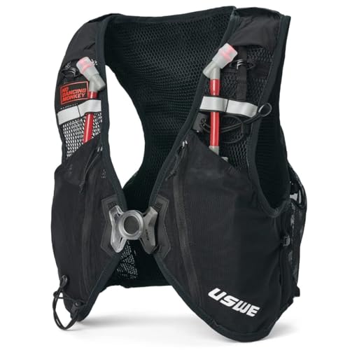 USWE Pace - Running Vest Hydration Pack with 2 x 500ml UltraFlask, Backpack for Men and Women - style: 14L, Black, Small