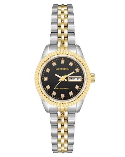Armitron Women's Genuine Crystal Accented Bracelet Watch, 75-2475 - color: Two-Tone/Black