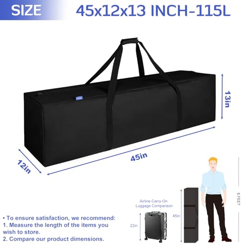 INFANZIA 45in Large Travel Duffel Bag, 600D Water Resistant Foldable, 115L - size: 45x12x13 inch-115L