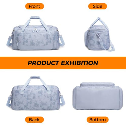 Uarition Gym Bag for Men & Women - 50L Duffle Bag for Travel, Blue Tie-Dye - color: Light Blue Tie-Dye