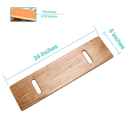 Wooden Slide Transfer Board with Handles for Seniors, 500 lb Capacity - size: 24*8*0.75